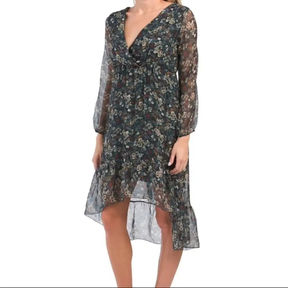 Elena Baldi Silk Floral Hi-Lo Dress Size Small